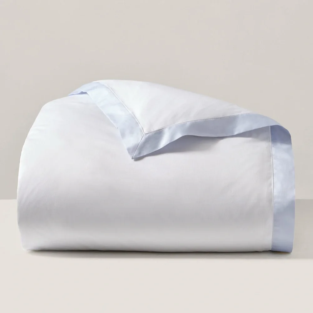 Ralph Lauren RL 624 Organic Cotton Sateen Border King Duvet Cover Blue Hycnth